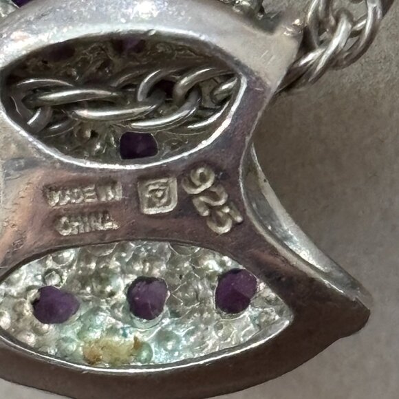925 Necklace with a Sterling Silver Slide Pendant with purple Amethyst - Picture 6 of 9